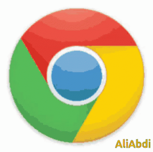 Animated Google Chrome logo with the text "AliAbdi" at the bottom.
